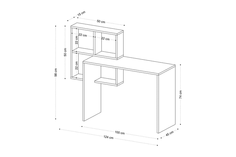 Adell Skrivebord 98x45 cm Hvit/Brun - Hanah Home - Møbler - Bord - Kontorbord - Skrivebord