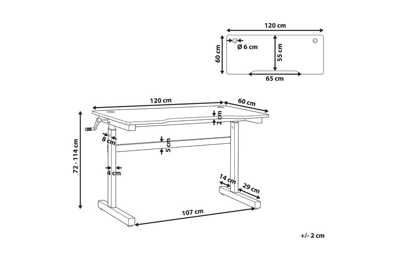 Durbine Gamingbord 120x60 cm Rektangulært - Svart - Møbler - Bord - Kontorbord - Gamingbord