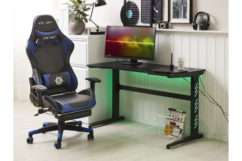 Dexteren Spillebord 120 cm med LED-belysning - Svart - Møbler - Bord - Kontorbord - Gamingbord