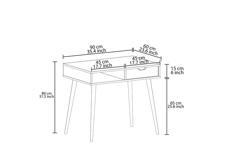 Gerard Skrivebord 60x90 cm - Eik/Natur - Møbler - Bord - Kontorbord - Skrivebord