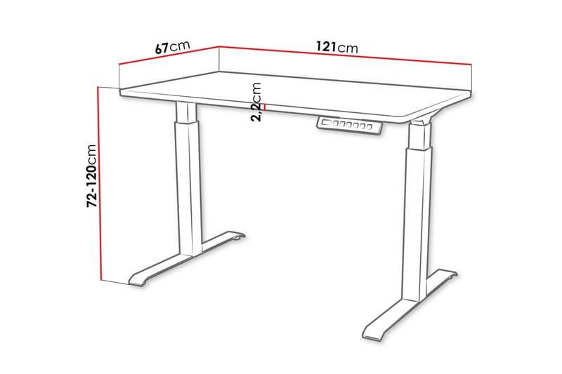 Adrianah Skrivebord 67x121 cm - Brun/Svart - Møbler - Bord - Kontorbord - Skrivebord - Hev og senkbart skrivebord