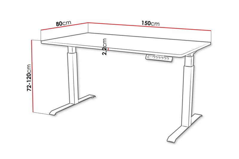 Adrianah Skrivebord 80x150 cm - Brun/Svart - Møbler - Bord - Kontorbord - Skrivebord - Hev og senkbart skrivebord