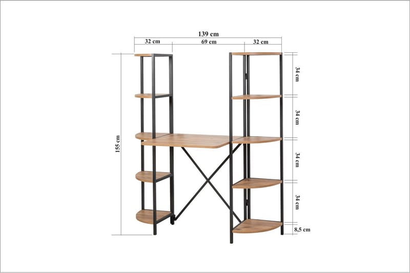 Aura Skrivebord 139 cm - Brun/Svart - Møbler - Bord - Kontorbord - Skrivebord