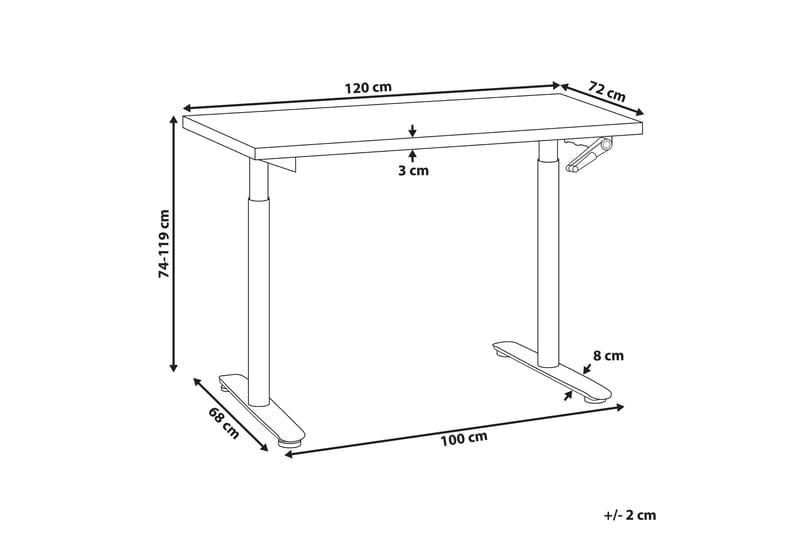 Banner Skrivebord 72x120 cm - Grå/Hvit - Møbler - Bord - Kontorbord - Skrivebord - Hev og senkbart skrivebord