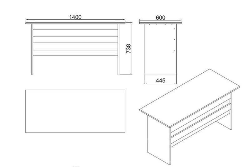 Barrock Skrivebord 140 cm - Hvit - Møbler - Bord - Kontorbord - Skrivebord