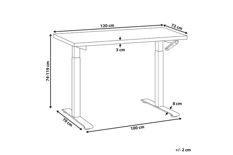 Bina Skrivebord 72x120 cm - Grå/Hvit - Møbler - Bord - Kontorbord - Skrivebord - Hev og senkbart skrivebord