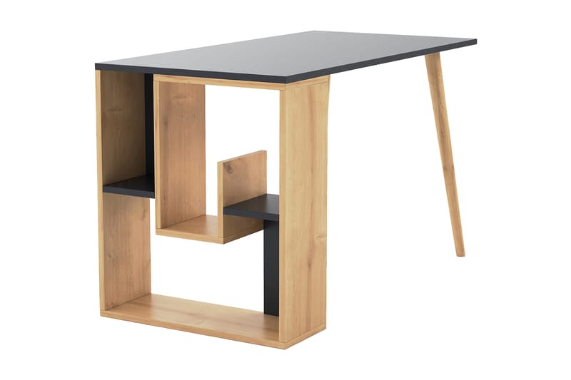 Cenanwesh Skrivebord 120x72,8x120 cm med oppbevaring - Grå/Brun - Hev og senkbart skrivebord - Skrivebord - Databord