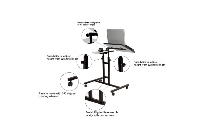 Cervino Ståskrivebord 67 cm Katt - Svart/Hvit - Møbler - Bord - Kontorbord - Skrivebord - Hev og senkbart skrivebord