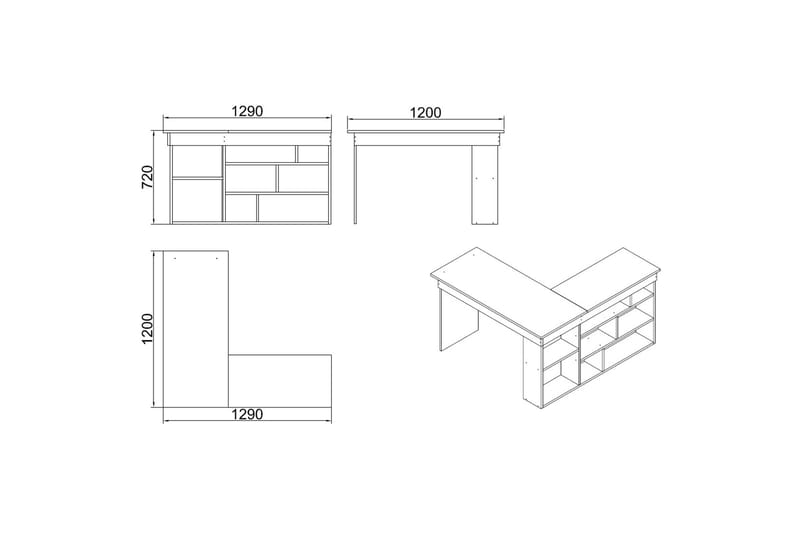 Dalran Skrivebord 129 cm - Natur/Hvit - Møbler - Bord - Kontorbord - Skrivebord