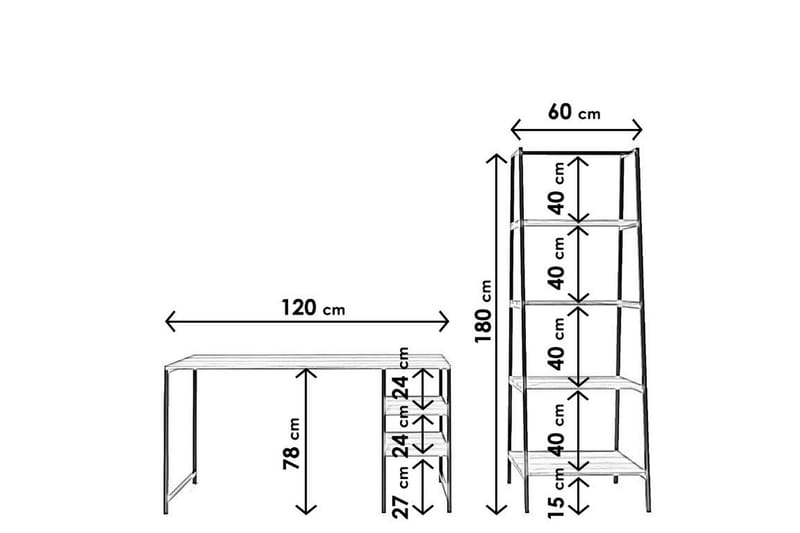 Deluxus Skrivebord 120x180x120 cm med oppbevaring - Brun - Møbler - Bord - Kontorbord - Skrivebord