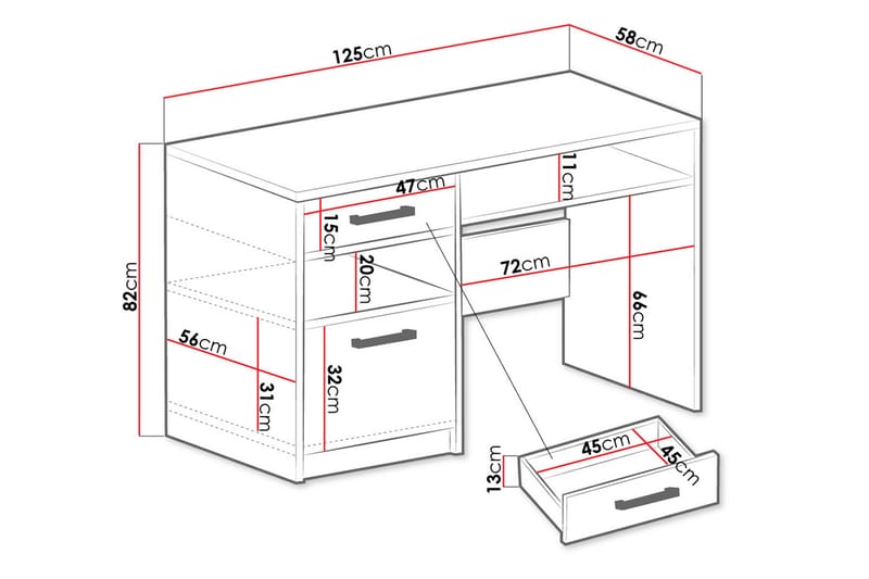 Escaldes Skrivebord 125 cm - Grønn - Møbler - Bord - Kontorbord - Skrivebord