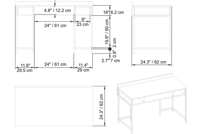 Fagersanna Skrivebord 120 cm med Oppbevaringshyller - Svart - Møbler - Bord - Kontorbord - Skrivebord