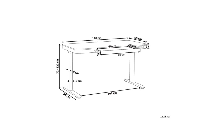 Farhan Skrivebord 60x120 cm - Mørkt tre/Svart - Møbler - Bord - Kontorbord - Skrivebord - Hev og senkbart skrivebord