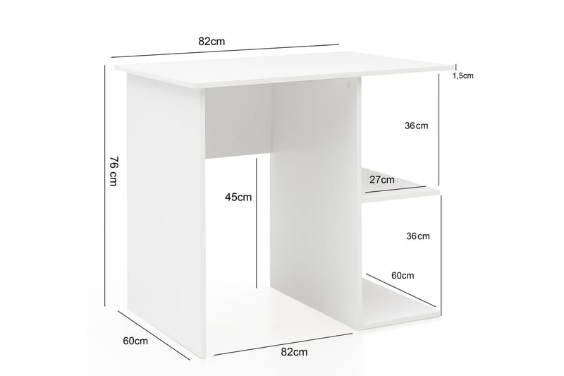 Farleys Skrivebord 82 cm med Oppbevaringshyller - Hvit - Møbler - Bord - Kontorbord - Skrivebord