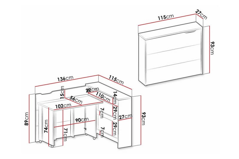 Grianan Skrivebord 136 cm - Grå - Møbler - Bord - Kontorbord - Skrivebord