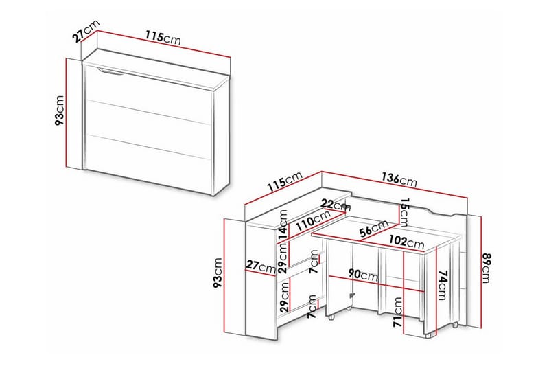 Grianan Skrivebord 136 cm - Grå - Møbler - Bord - Kontorbord - Skrivebord