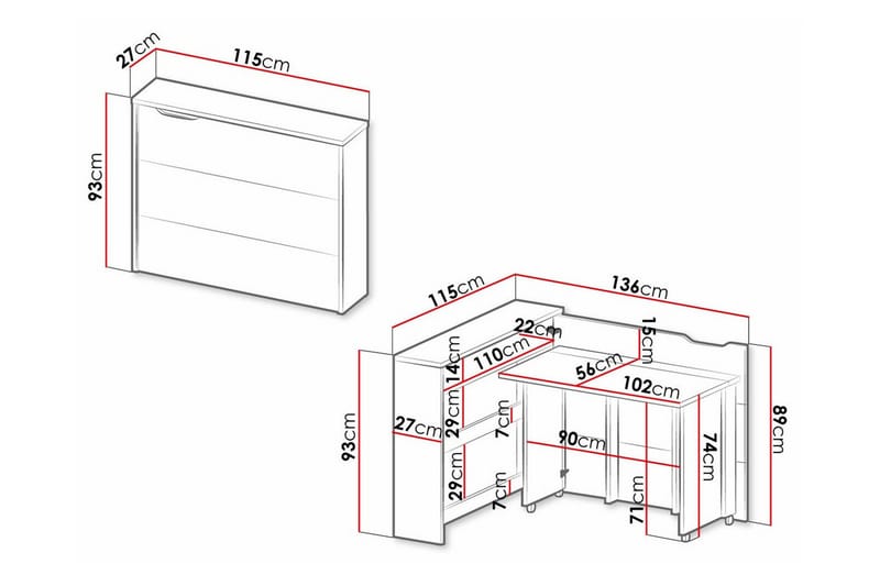 Grianan Skrivebord 136 cm - Hvid - Møbler - Bord - Kontorbord - Skrivebord