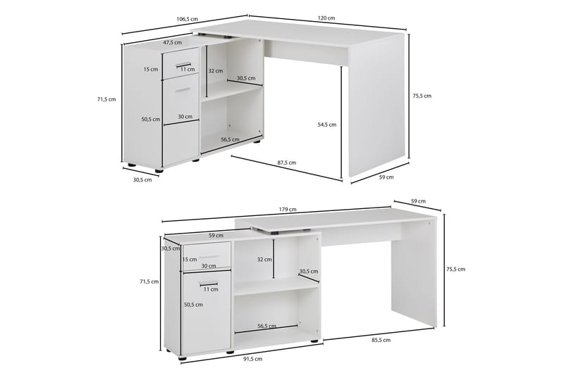 Gulshan skrivebord 120 cm - Hvit - Møbler - Bord - Kontorbord - Skrivebord