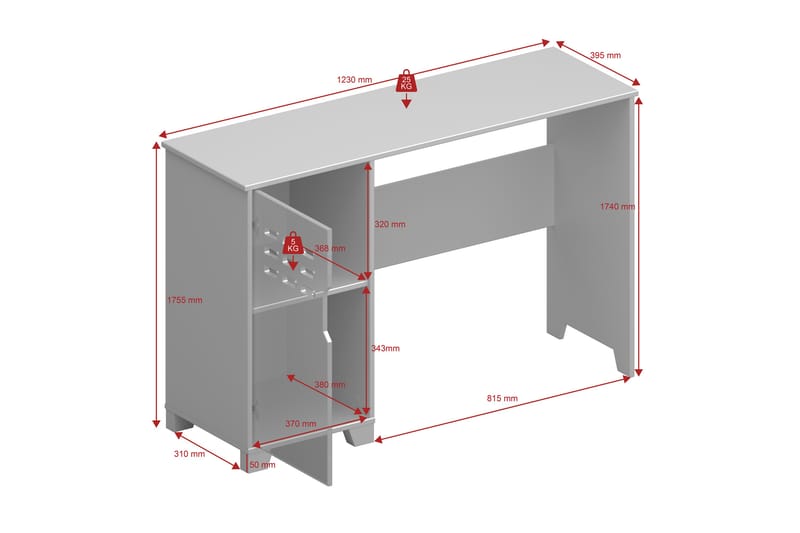 Haltekarr Skrivebord 120 cm - Hvit - Møbler - Bord - Kontorbord - Skrivebord