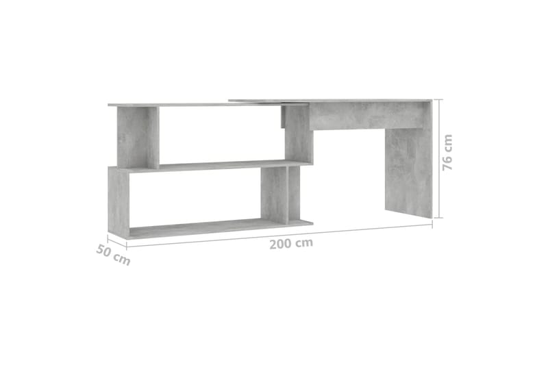 Hjørneskrivebord betonggrå 200x50x76 cm sponplate - Grå - Møbler - Bord - Kontorbord - Skrivebord