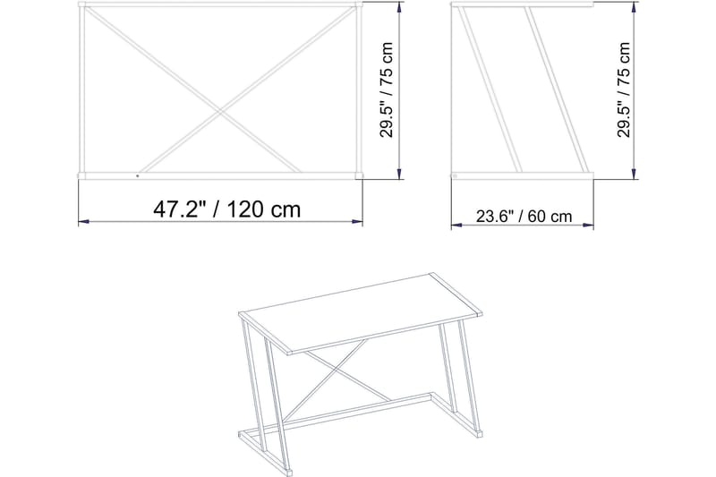 Holmö Skrivebord 120 cm - Hvit - Møbler - Bord - Kontorbord - Skrivebord