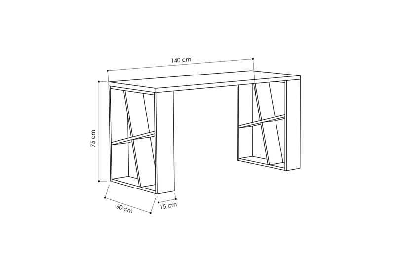 Honemey Skrivebord 140 cm - Hvit/Lysebrun - Møbler - Bord - Kontorbord - Skrivebord