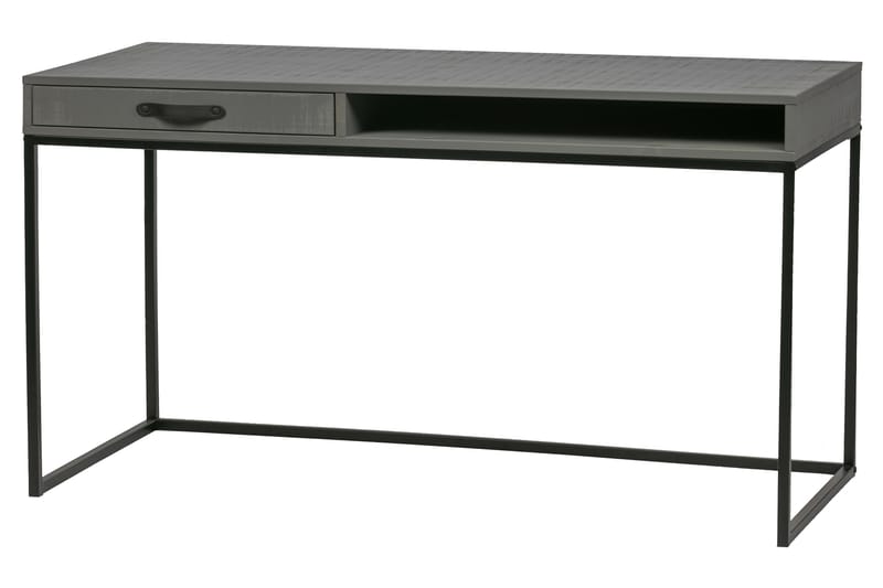 Kahe Skrivebord 130 cm med Oppbevaringsskuff + Hylle - Grå/Svart - Møbler - Bord - Kontorbord - Skrivebord