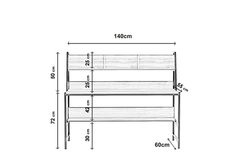 Kalldrun Skrivebord 140 cm med Oppbevaringshyller - Hvit/Svart - Møbler - Bord - Kontorbord - Skrivebord