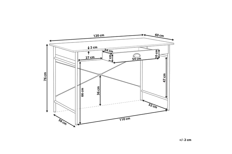 Kataliya Skrivebord 120 cm med Oppbevaringsskuff - Lyst Tre - Møbler - Bord - Kontorbord - Skrivebord