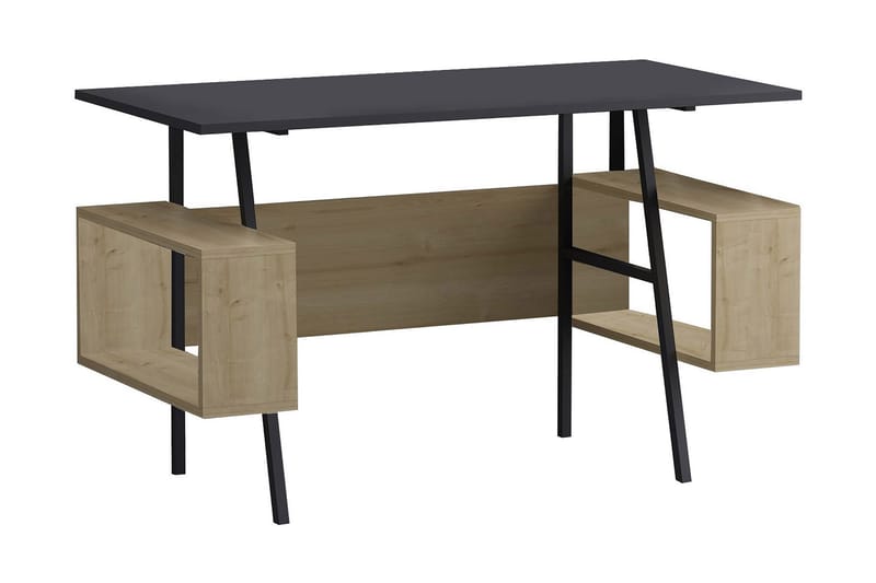 Kaynta Skrivebord 120x73,8x120 cm med oppbevaring - Grå/Brun - Hev og senkbart skrivebord - Skrivebord - Databord