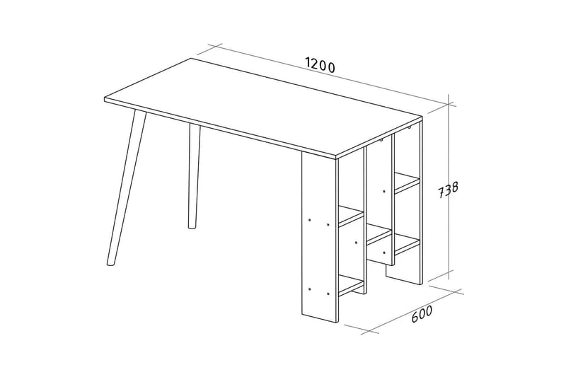 Keachi Hvito Skrivebord 120 cm med Oppbevaringshyller - Natur/Hvit - Møbler - Bord - Kontorbord - Skrivebord