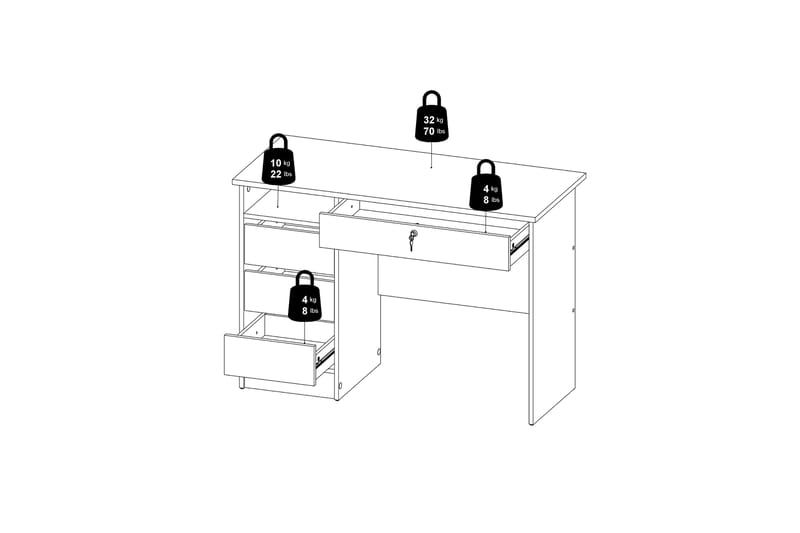 Klintberg Skrivebord 109 cm - Hvit - Møbler - Bord - Kontorbord - Skrivebord