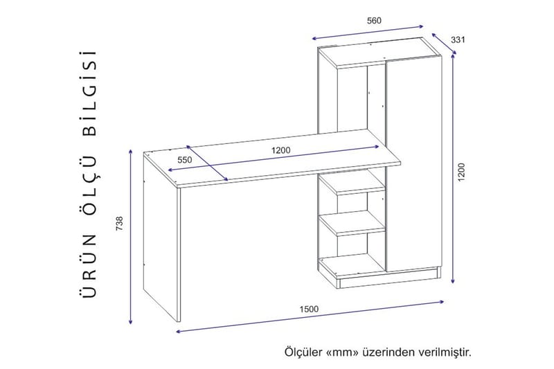 Klul Skrivebord 120 cm - Hvit - Møbler - Bord - Kontorbord - Skrivebord