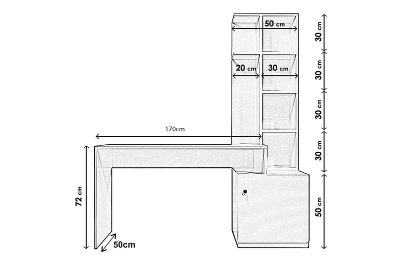 Leiderdrop Skrivebord 170 cm - Hvit / Rød - Møbler - Bord - Kontorbord - Skrivebord