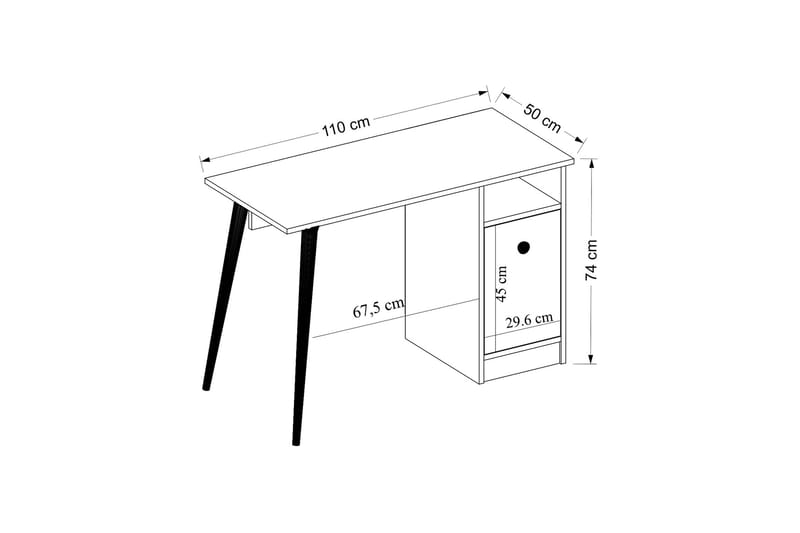 Leidon Skrivebord 110 cm - Hvit/Natur - Møbler - Bord - Kontorbord - Skrivebord