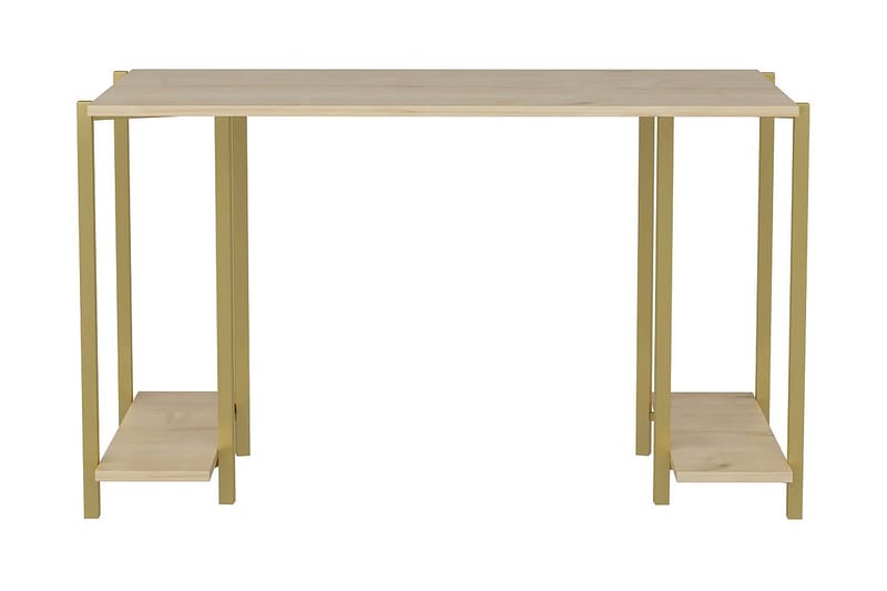 Malem Skrivebord 60x73,8x125,2 cm med oppbevaring - Gull/Brun - Hev og senkbart skrivebord - Skrivebord - Databord