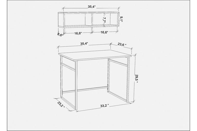 Malem Skrivebord 60x75x90 cm - Gull/Antrasitt - Møbler - Bord - Kontorbord - Skrivebord