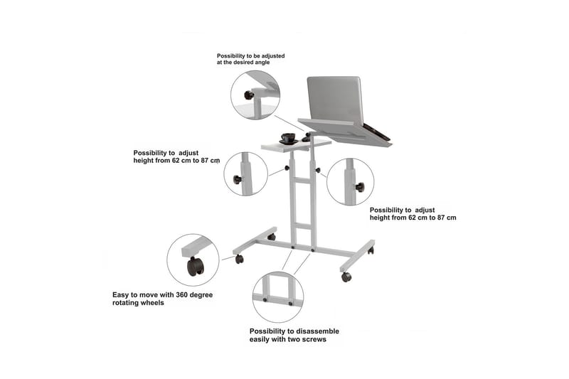 Morse StåSkrivebord 67 cm - Hvit - Møbler - Bord - Kontorbord - Skrivebord - Hev og senkbart skrivebord