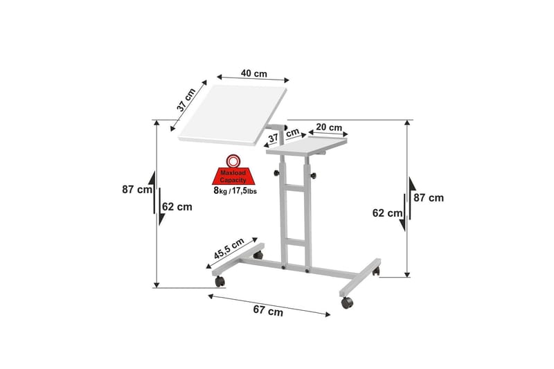 Morse StåSkrivebord 67 cm - Hvit - Møbler - Bord - Kontorbord - Skrivebord - Hev og senkbart skrivebord