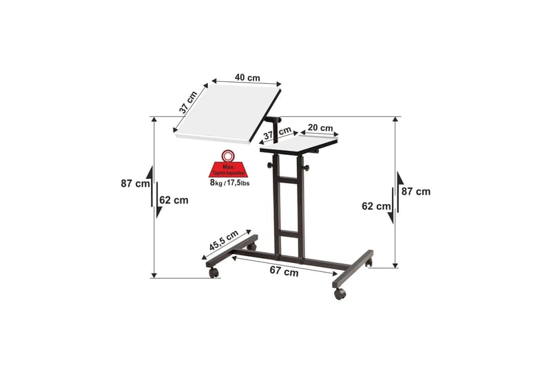 Morse StåSkrivebord 67 cm - Hvit/Svart - Møbler - Bord - Kontorbord - Skrivebord - Hev og senkbart skrivebord