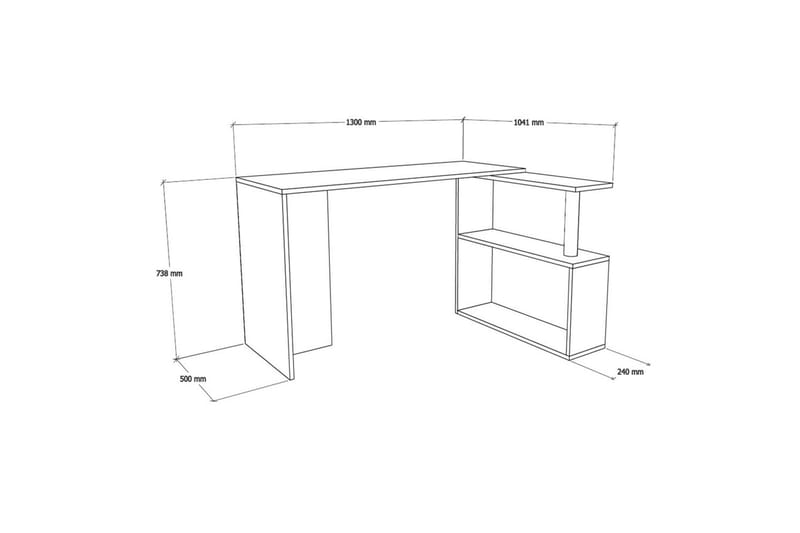 Mossboda Skrivebord 130 cm med Oppbevaring 2 Hyller - Brun - Møbler - Bord - Kontorbord - Skrivebord