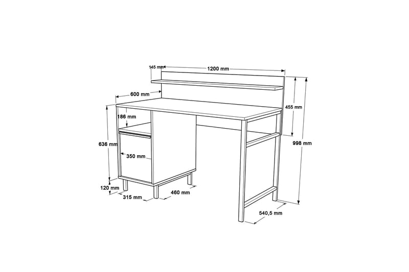 Munetoki Skrivebord 120 cm - Hvit - Møbler - Bord - Kontorbord - Skrivebord