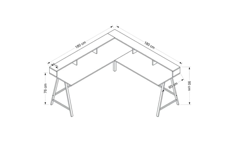 Nagender Hjørneskrivebord - Svart - Møbler - Bord - Kontorbord - Skrivebord - Hjørneskrivebord