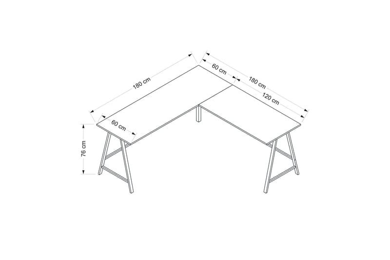 Nagender Skrivebord 180 cm - Brun - Møbler - Bord - Kontorbord - Skrivebord