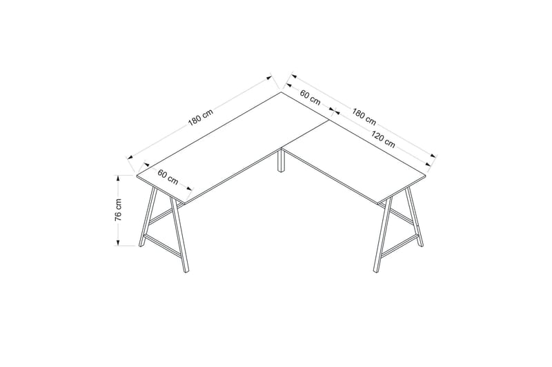 Nagender Skrivebord 180 cm - Hvit - Møbler - Bord - Kontorbord - Skrivebord