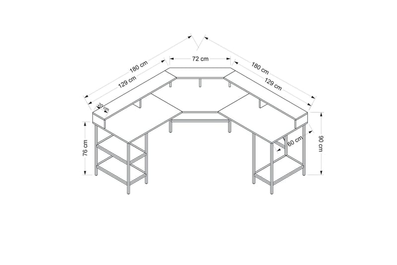 Naina Hjørneskrivebord - Hvit - Møbler - Bord - Kontorbord - Skrivebord - Hjørneskrivebord