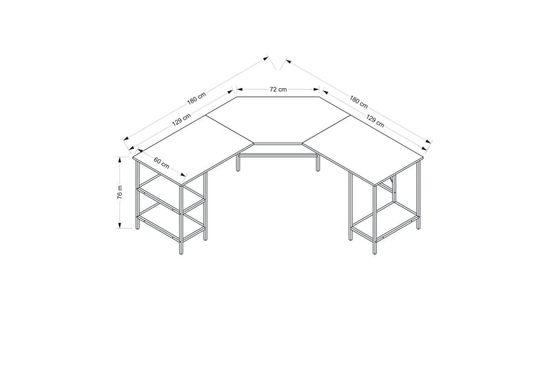 Naina Skrivebord 180 cm - Hvit - Møbler - Bord - Kontorbord - Skrivebord