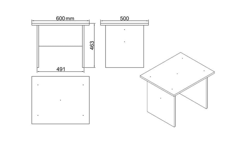 Okani Skrivebord 140 cm med fotskammel - Natur / Svart - Møbler - Bord - Kontorbord - Skrivebord