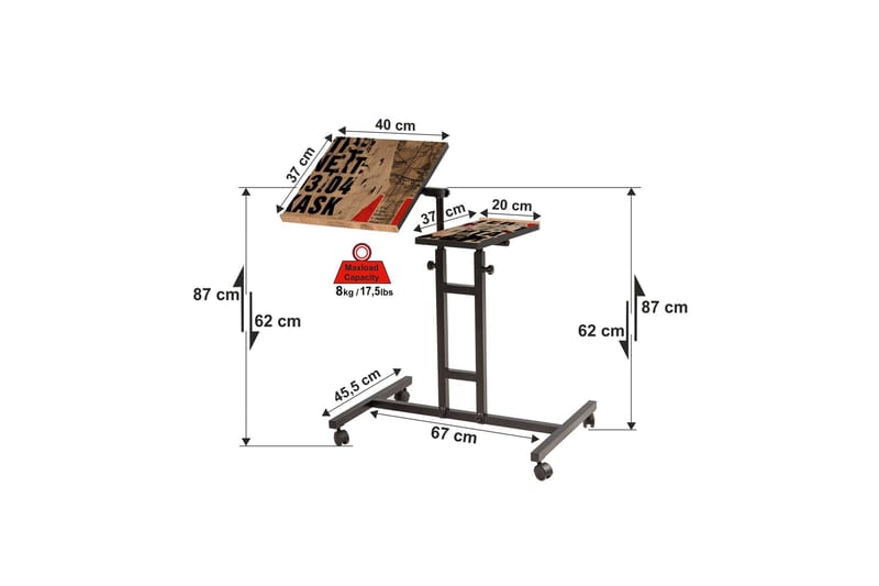 Ollier Ståskrivebord 67 cm - Tre/Natur/Svart - Møbler - Bord - Kontorbord - Skrivebord - Hev og senkbart skrivebord