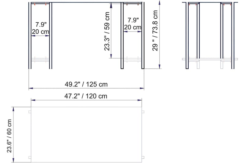 Pinnarp Skrivebord 125 cm med Oppbevaring 2 Hyller - Natur/Svart - Møbler - Bord - Kontorbord - Skrivebord